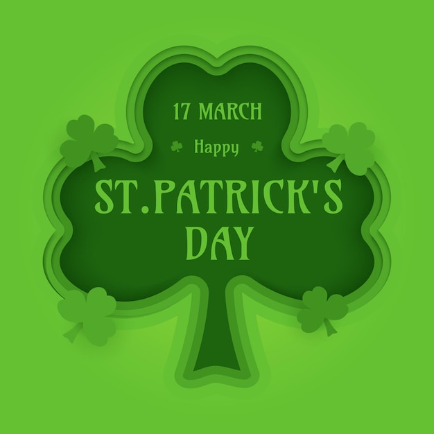 paper cut happy st patricks day green social media banner template