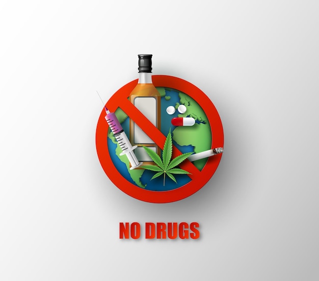 Paper cut with World no drug day