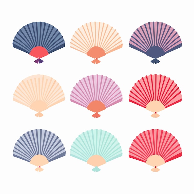 Vector paper fan line vector illustration in cartoon style