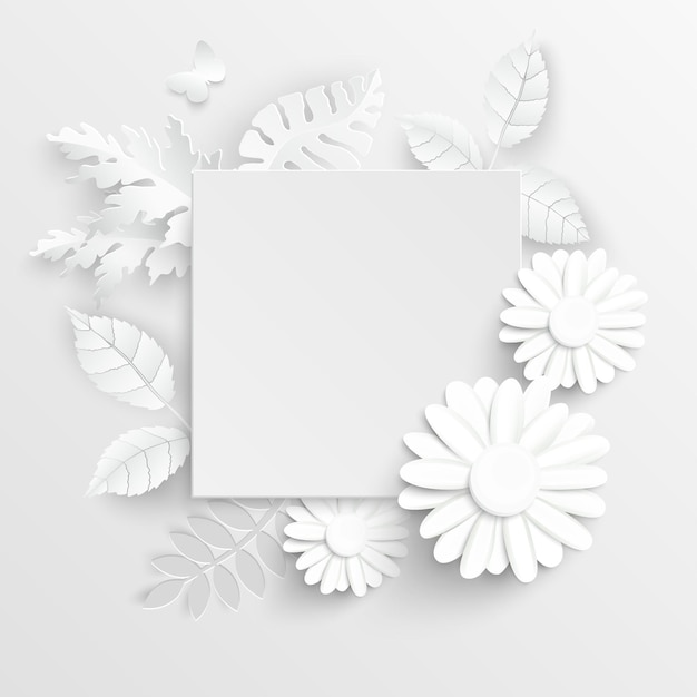 Vector paper flower chamomile white flowers cut from paper wedding decorations