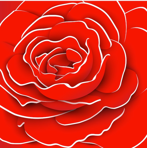 Paper flower Red roses cut from paper Vector illustration