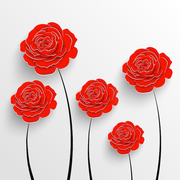 Paper flower Rose cut out of paper Red rose