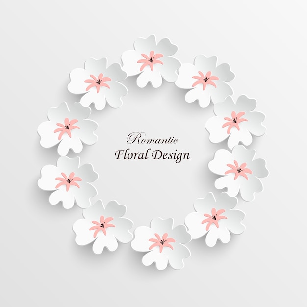 Paper flower Round frame with abstract cut flowers White rose Wedding decorations