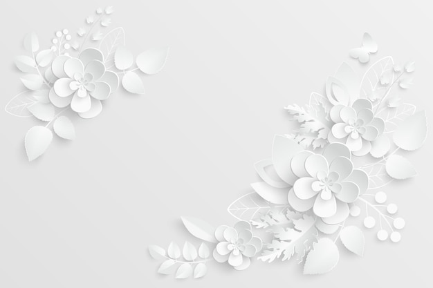 Paper flower White roses cut from paper Vector illustration