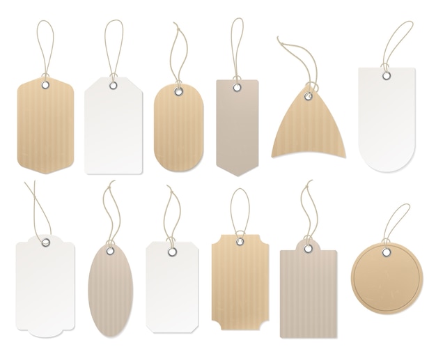 Paper hanging labels.