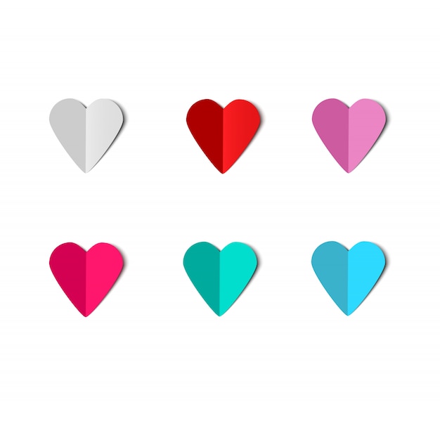 Paper hearts vector. Papercut