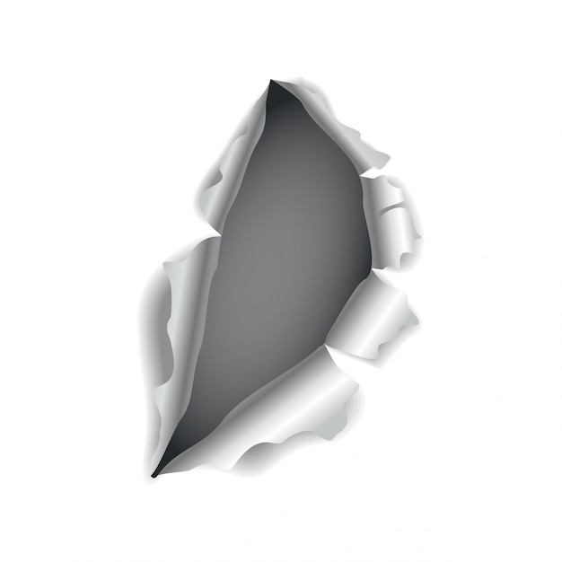 Paper hole. Realistic vector torn paper with ripped edges. Torn hole in the sheet of paper. Vector illustration