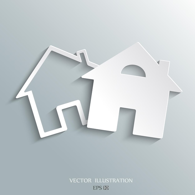 Paper house on a white background Icon home Illustration modern design template