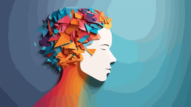 Vector paper human head on color background logic concept