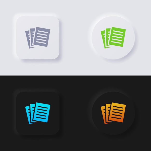 Paper icon set Multicolor neumorphism button soft UI Design for Web design Application UI and more Button Vector