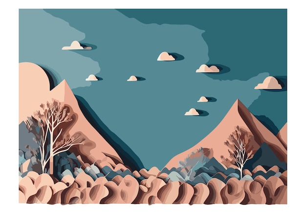 paper landscape Cute paper cutout sky landscape background with copy space paper landscape clouds