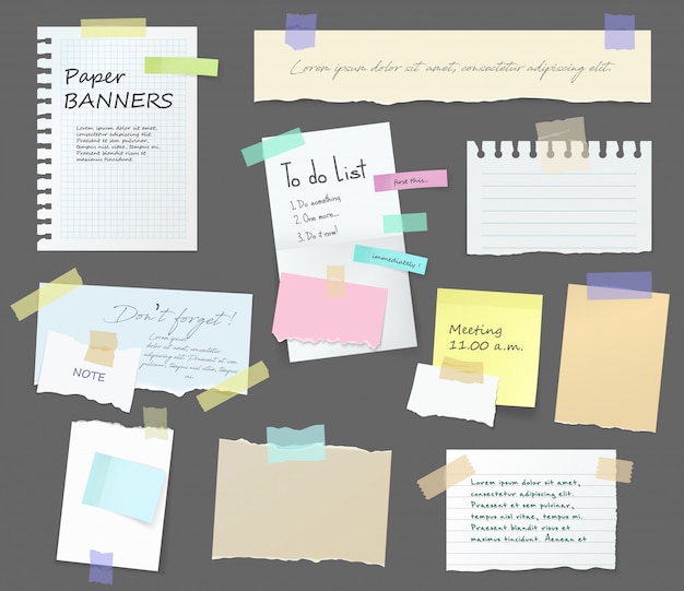 Paper notes, memo messages board on stickers