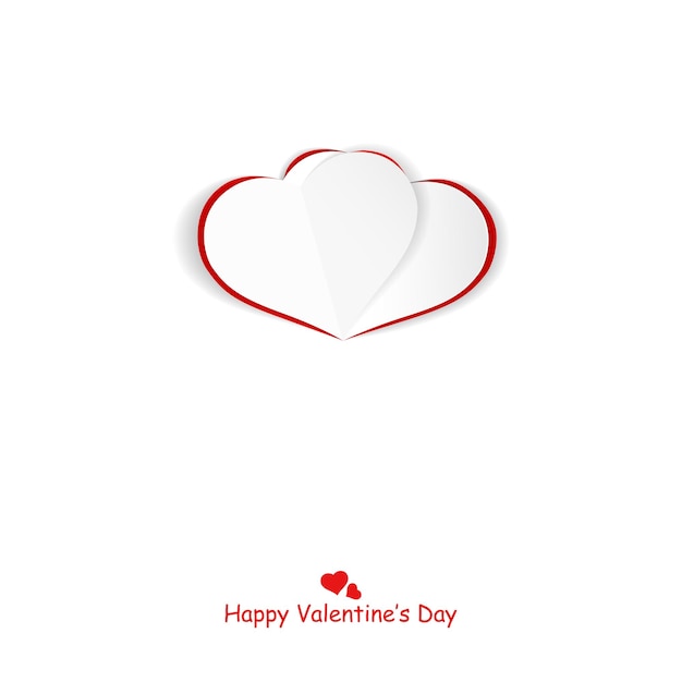 Paper origami heart Happy valentines day background White love card