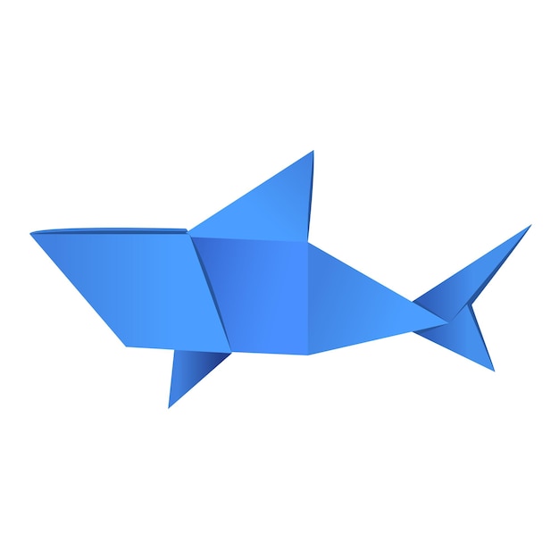 Paper origami shape - shark. The Japanese art of folding paper figures is a hobby, needlework.