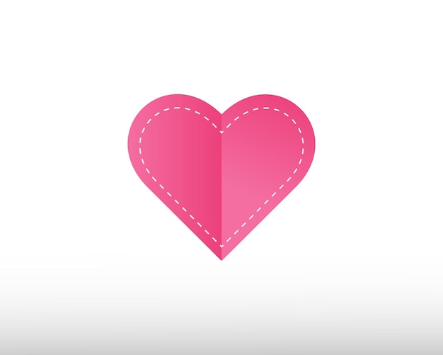 Paper pink heart on white background Love vector illustration