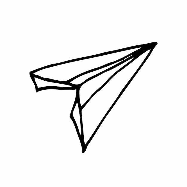 Paper plane doodle icon. Hand drawn sketch in vector