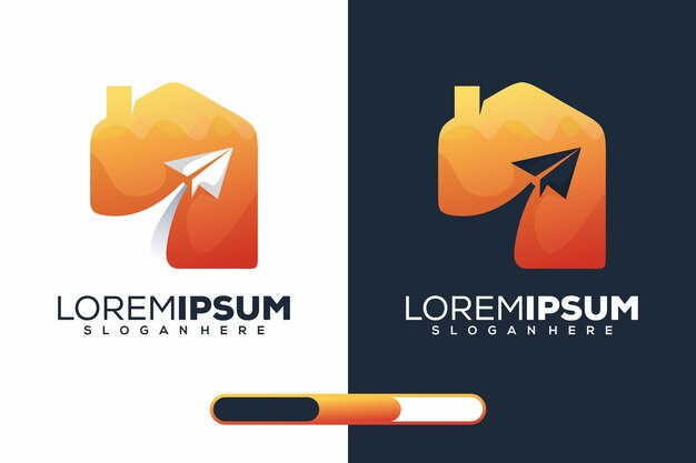 paper plane and home modern logo design