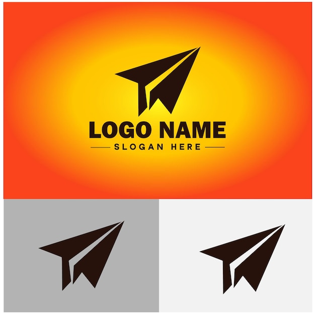 Paper plane icon logo Aircraft Airline Airplane Aviation app silhouette vector logo