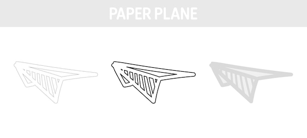 Paper plane tracing and coloring worksheet for kids