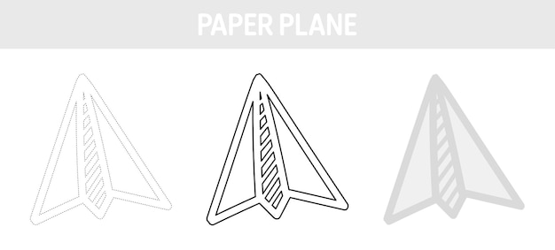 Paper plane tracing and coloring worksheet for kids