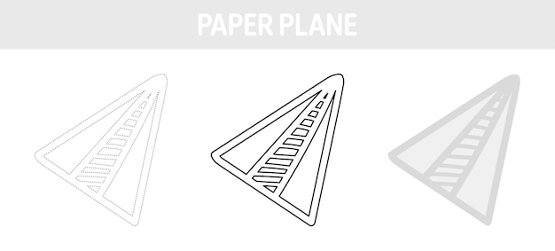 Paper plane tracing and coloring worksheet for kids