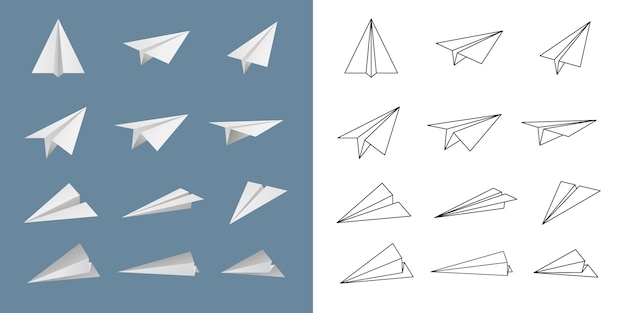 Paper plane vector set.