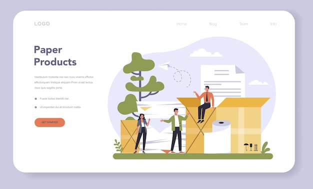 Paper production and wood industry web template or landing page.