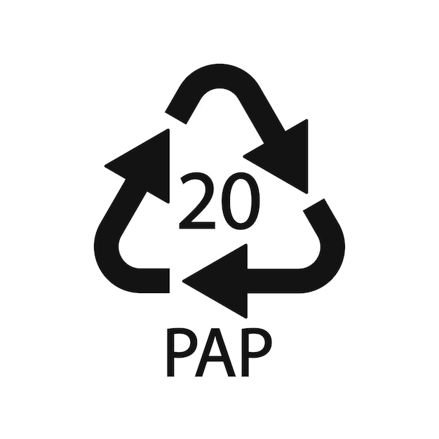 Paper recycling symbol PAP 20 Vector illustration