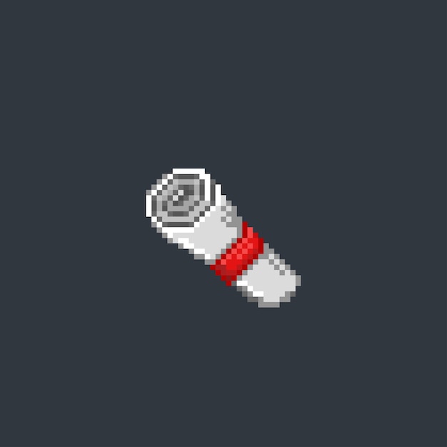 paper roll with red ribbon in pixel art style