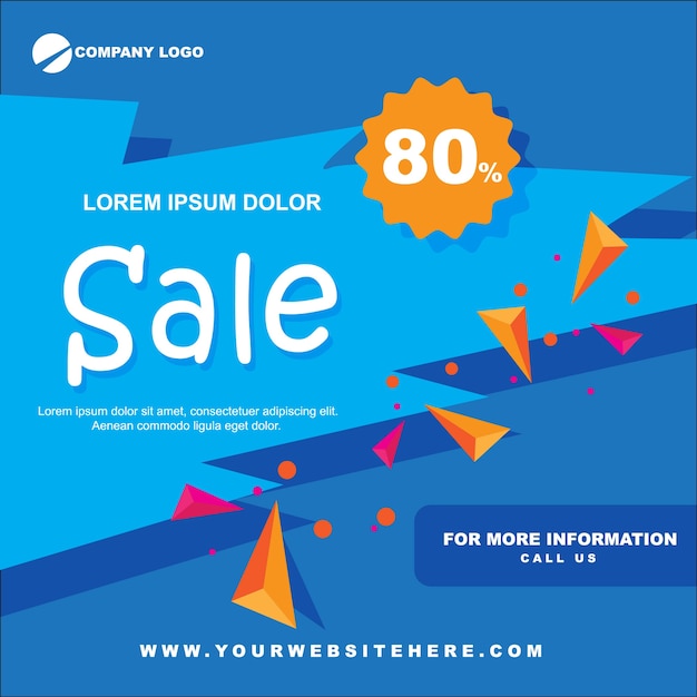 Paper Sale Banner flat blue