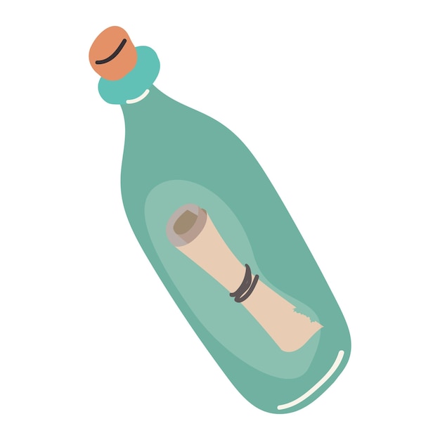 Vector paper scroll in bottle