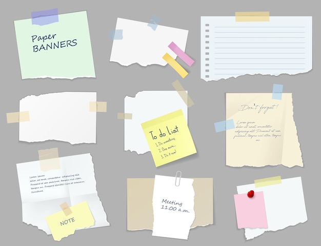 Paper sticky notes banners to do list or memo