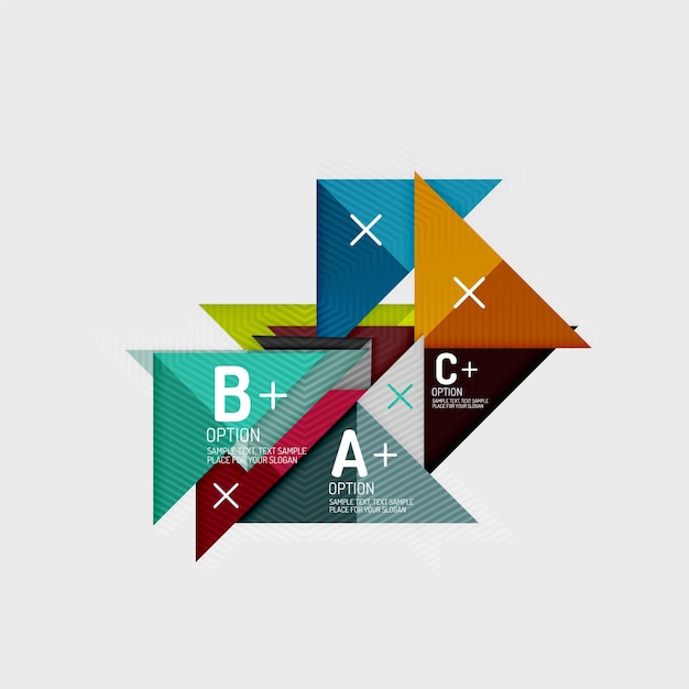 Paper style abstract geometric shapes with infographic options