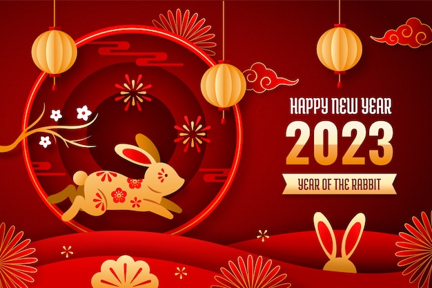 Paper style chinese new year festival celebration background