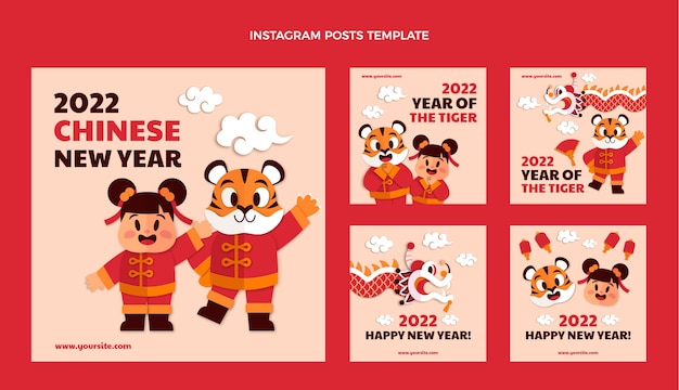 Paper style chinese new year instagram posts collection