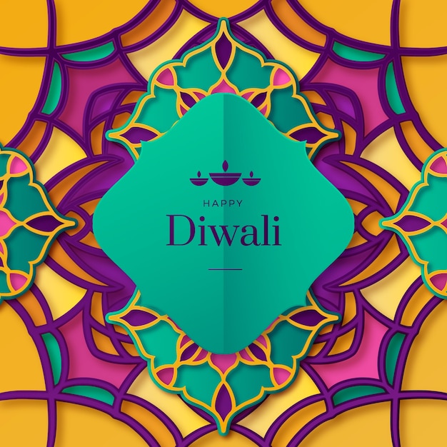 Paper style diwali illustration