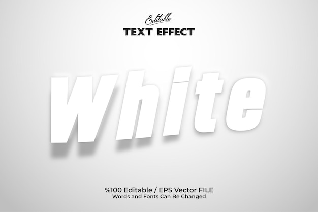 Paper style editable 'White' text effect written on white background