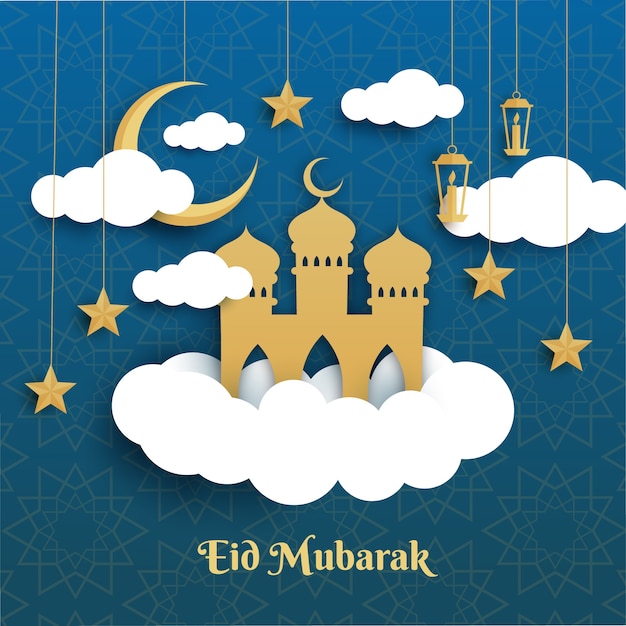 Paper style eid al-fitr background