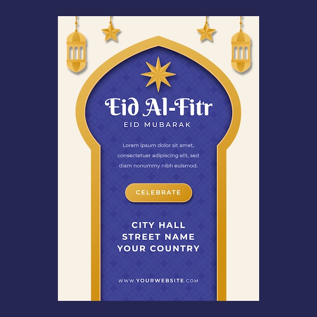 Paper style eid al-fitr poster