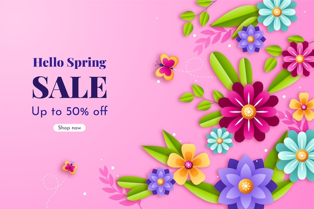 Paper style spring sale background