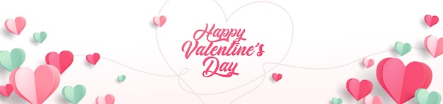 Paper style valentines day banner template