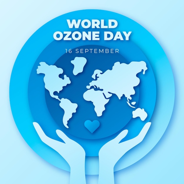 Paper style world ozone day illustration