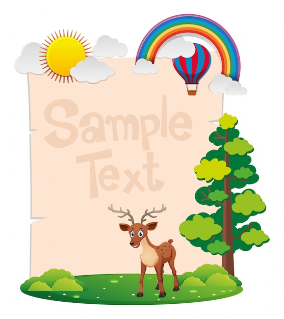 Paper template with deer in the park