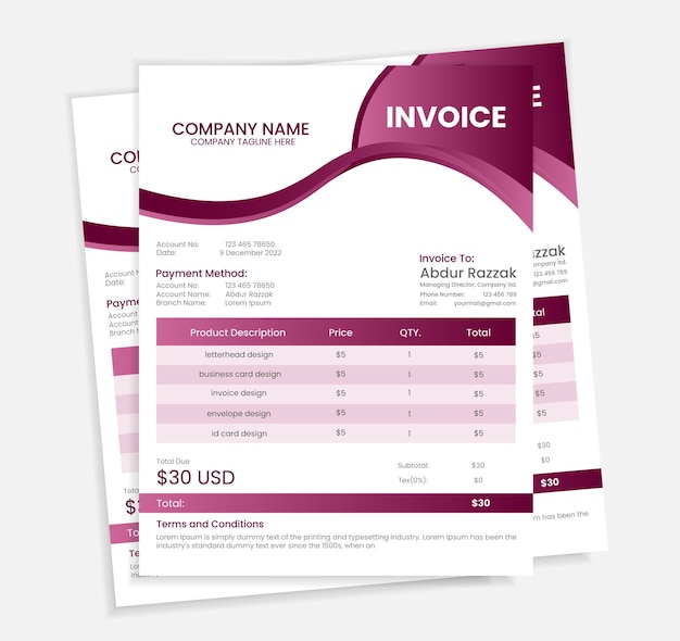 A paper that says invoice on it