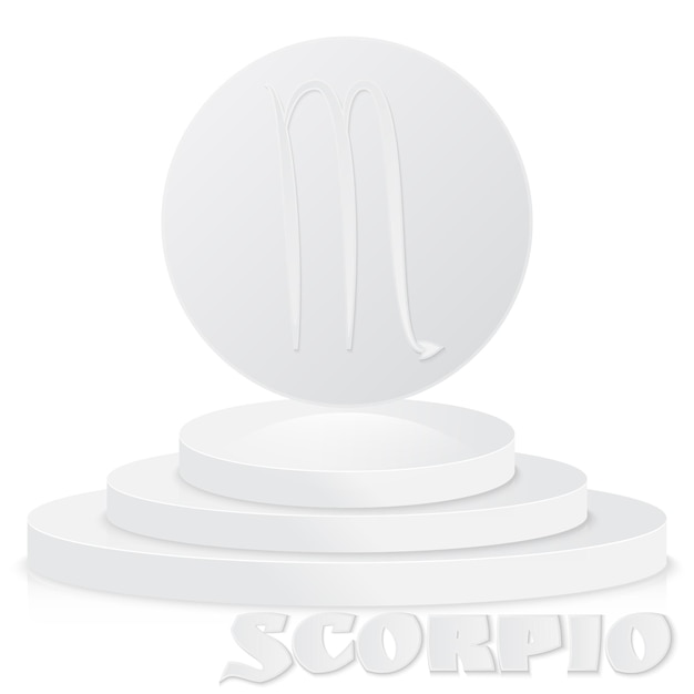 Vector paper zodiac sign scorpio  astrological and horoscope symbol on pedestal