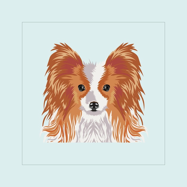 Papillon Dog head illustration vector