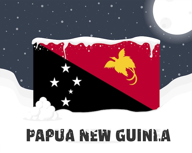 Papua Guinea snowy weather concept cold weather and snowfall weather forecast winter banner idea