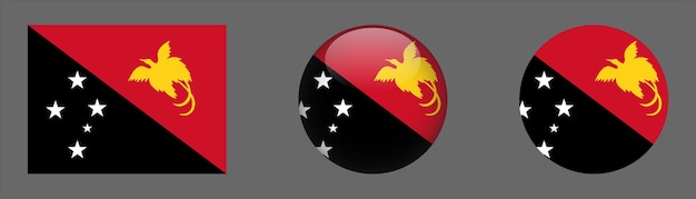 Papua New Guinea Flag Set Collection Vector