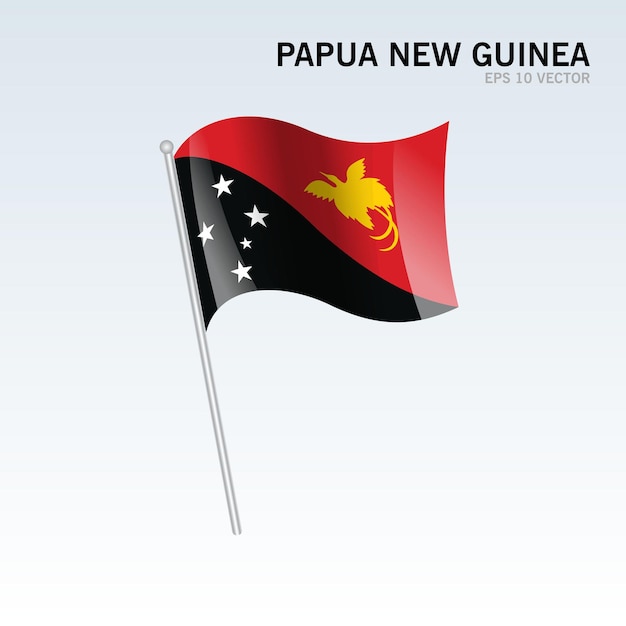 Papua New Guinea waving flag isolated on gray