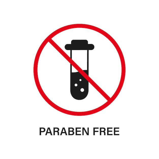 Paraben Free with Test Tube Silhouette Icon Forbidden Paraben in Food Symbol Safety Eco Organic